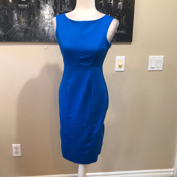 NWT Banana Republic Blue Dress with Exposed Side Zipper Dress w/Cut Out Back-0 - Picture 1 of 12